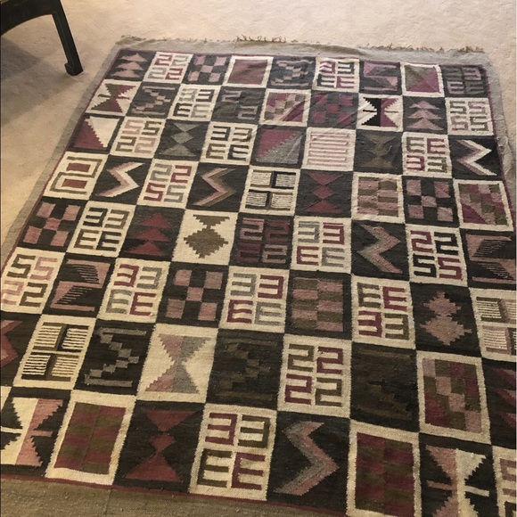 Woven Wool Boho Rug - Picture 1 of 5